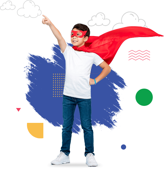 child in a hero costume